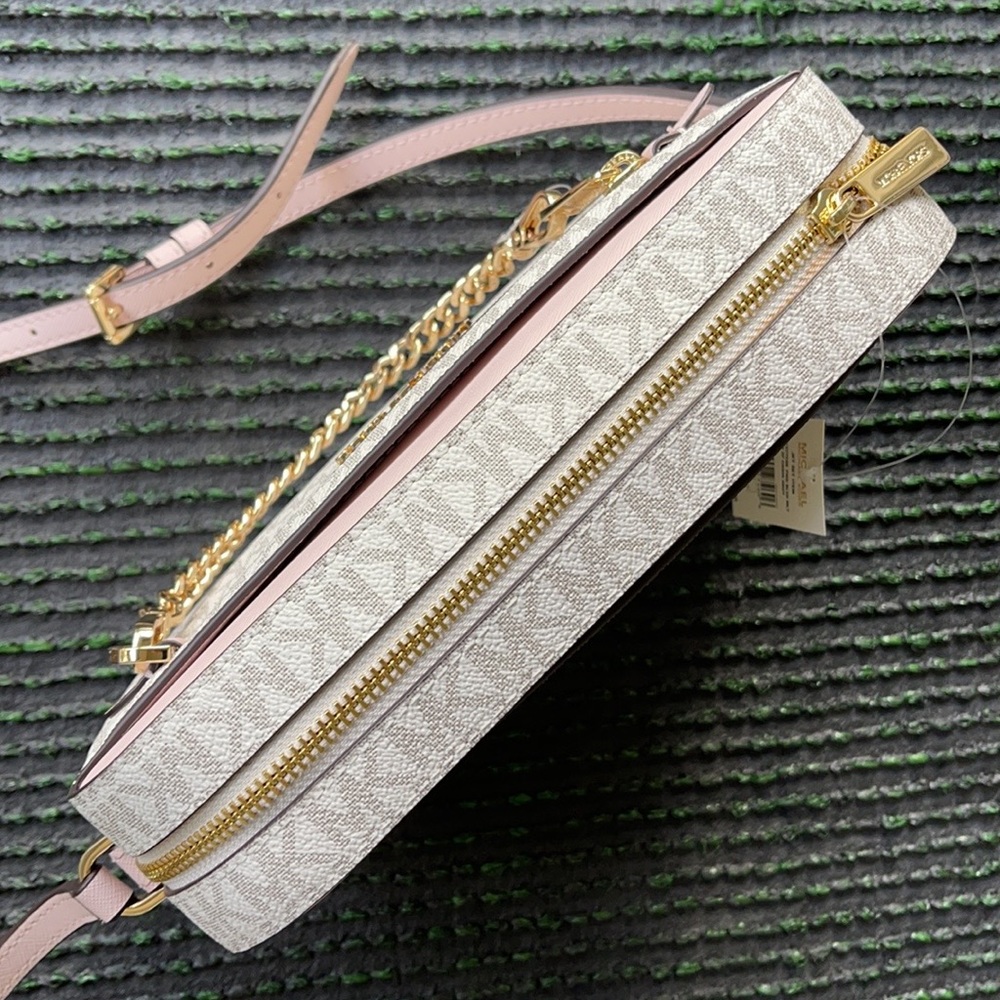 MICHAEL KORS LARGE EAST WEST ZIP CHAIN XBODY POWDER BLUSH MULTI - Picture 3 of 16
